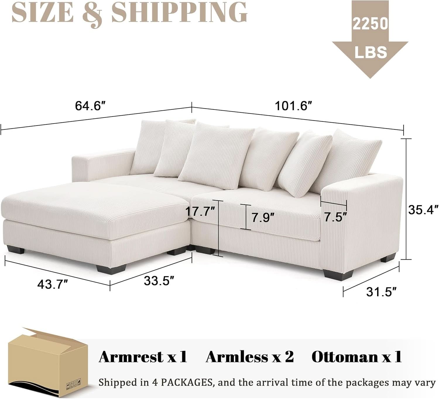 Spacious L Shaped Modular Sectional Sofa for Comfort