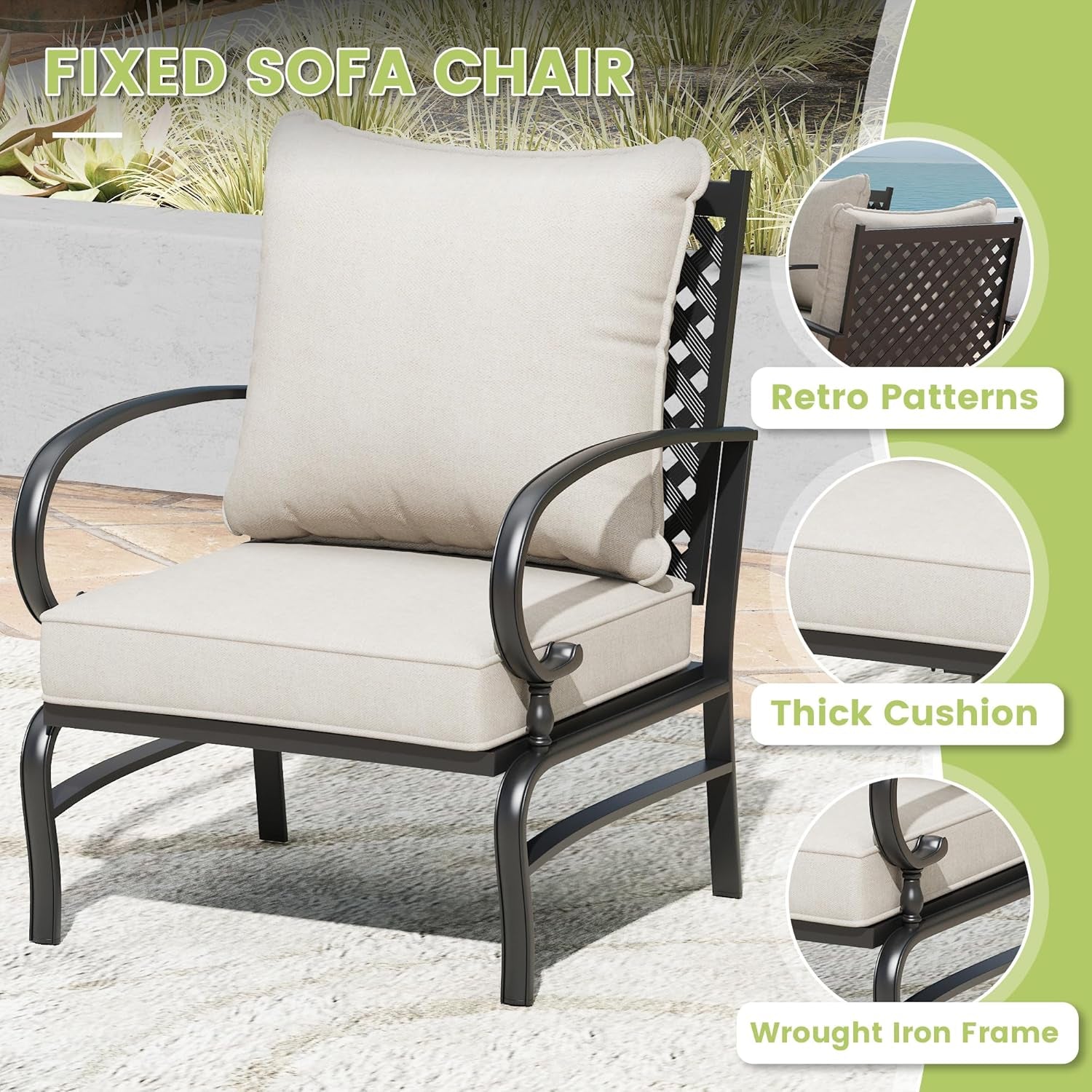Spacious Six Piece Cushioned Patio Conversation Furniture Set