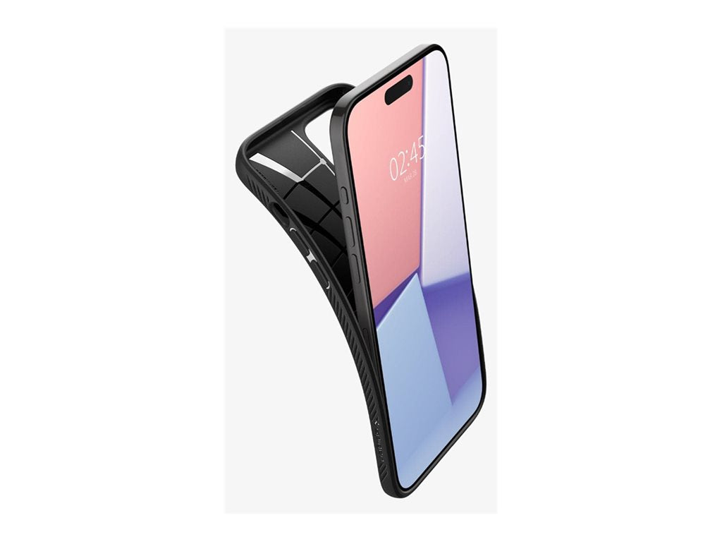 Spigen Liquid Air - Back cover for cell phone - thermoplastic polyurethane (TPU) - matte black - for Apple iPhone 15 Pro ACS06704