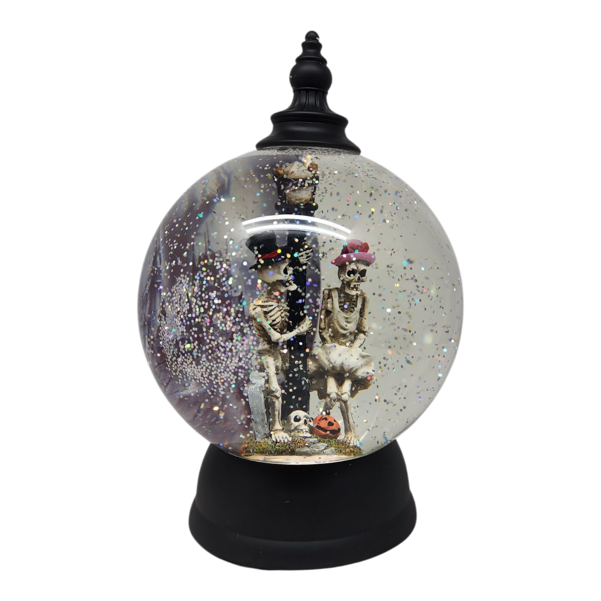 Spooky Love Skeleton Lighted Snow Globe