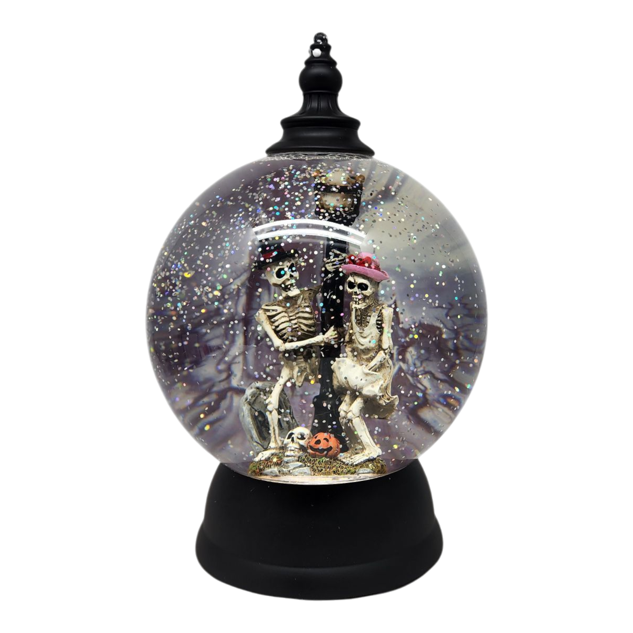 Spooky Love Skeleton Lighted Snow Globe