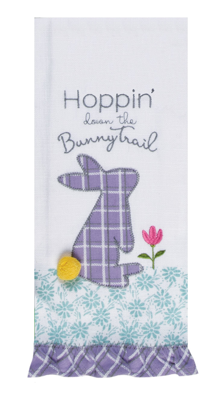 Spring Bunny Bunny Trail Applique Tea Towel