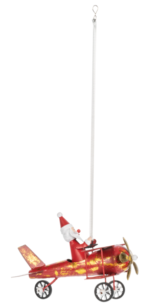 Springy Santa Bi-plane Ornament