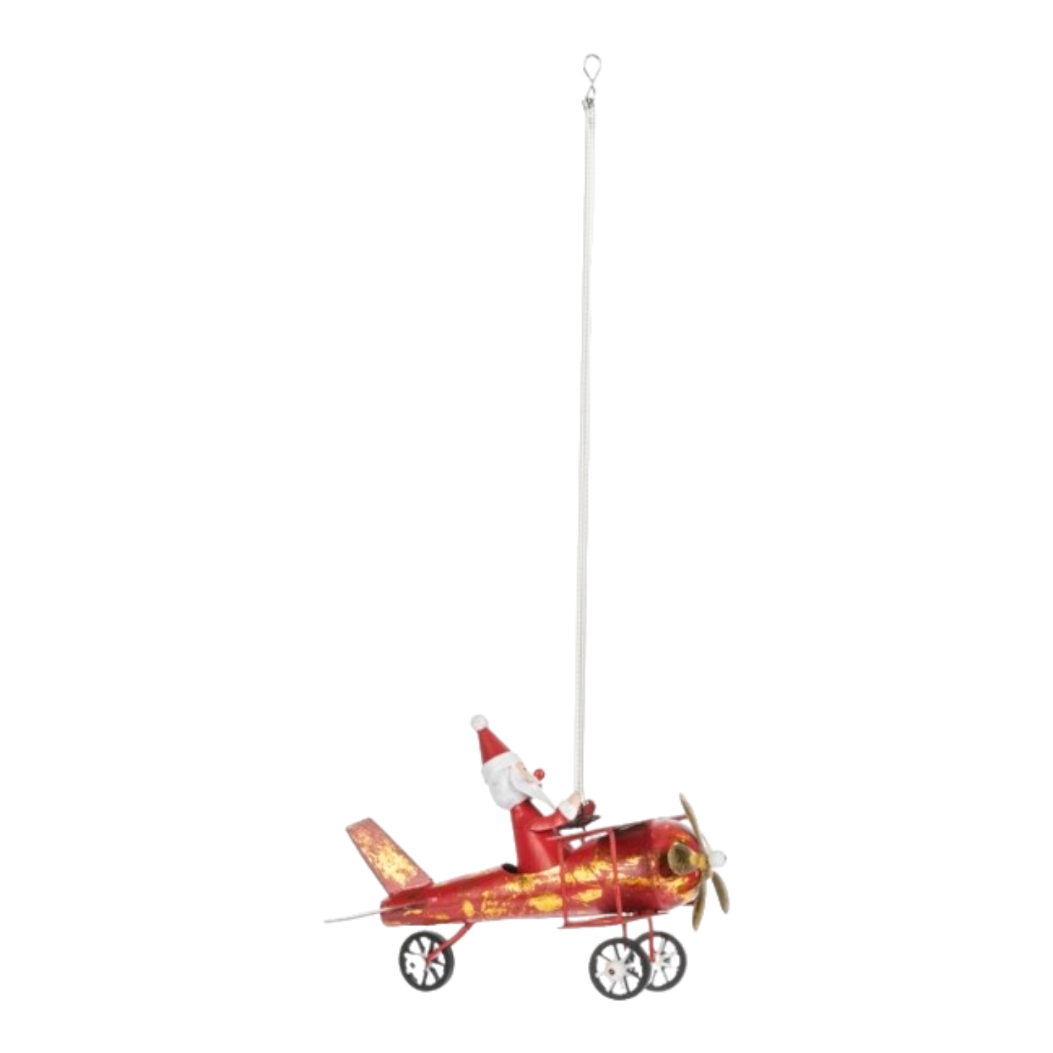 Springy Santa Bi-plane Ornament