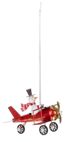 Springy Snowman Bi-plane Ornament