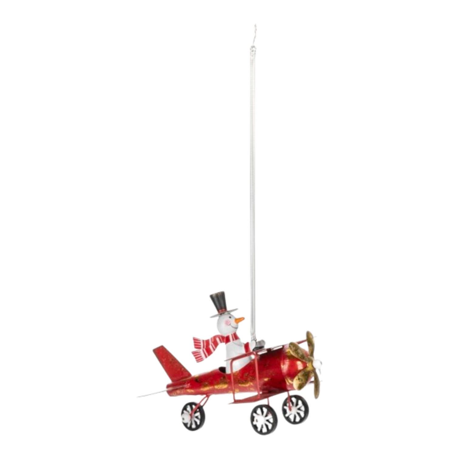 Springy Snowman Bi-plane Ornament
