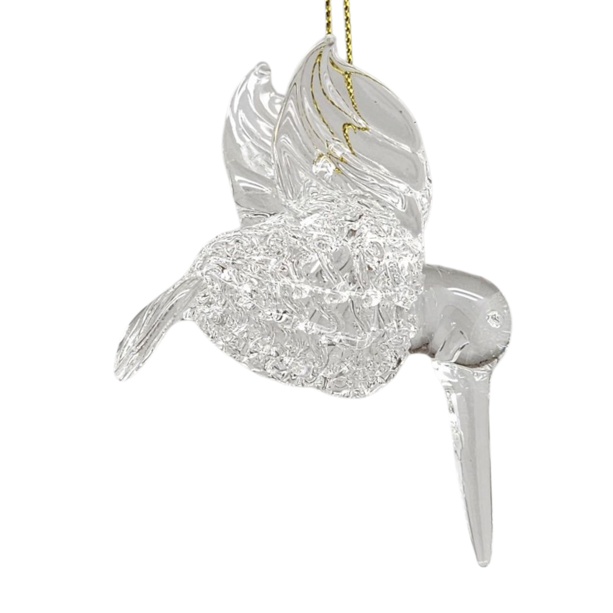 Spunglass Ornament - Clear Hummingbird