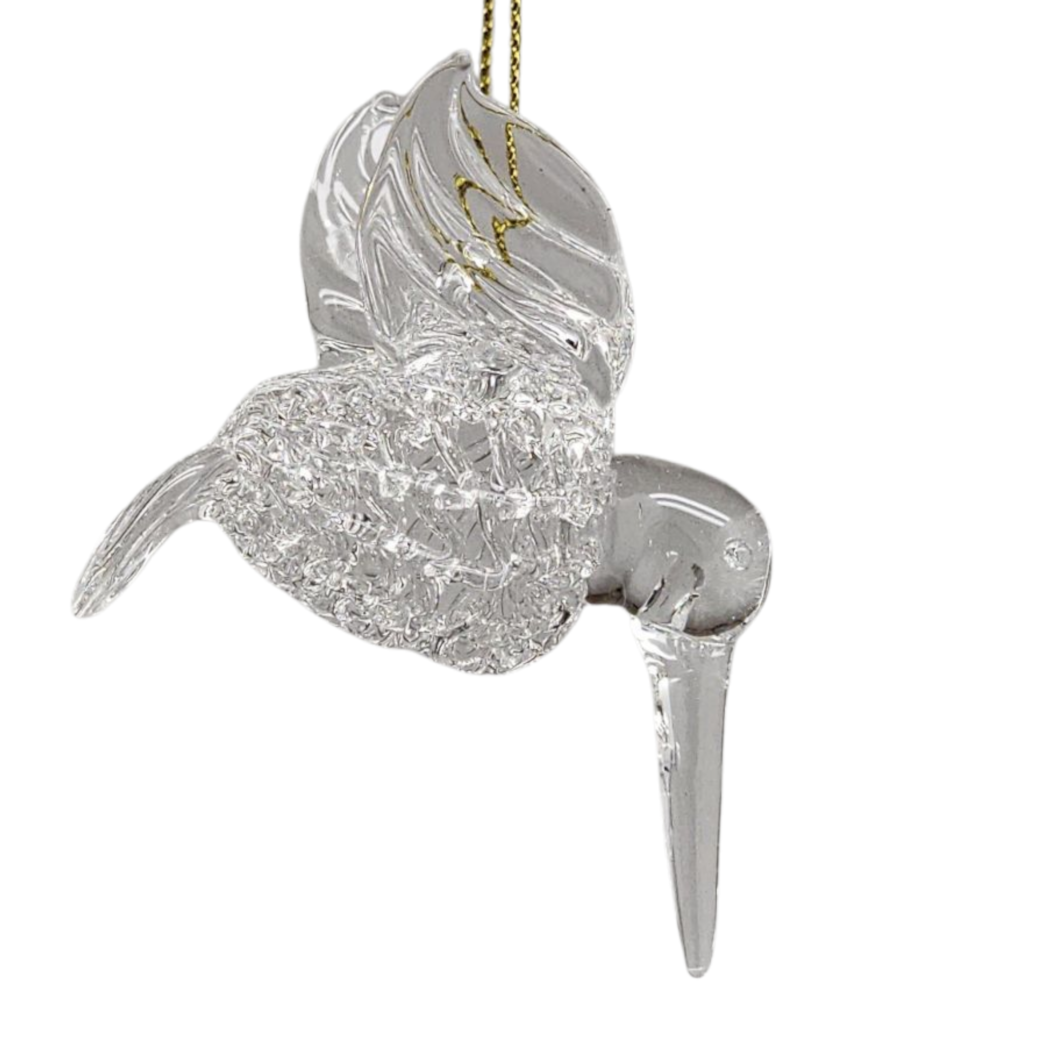 Spunglass Ornament - Clear Hummingbird