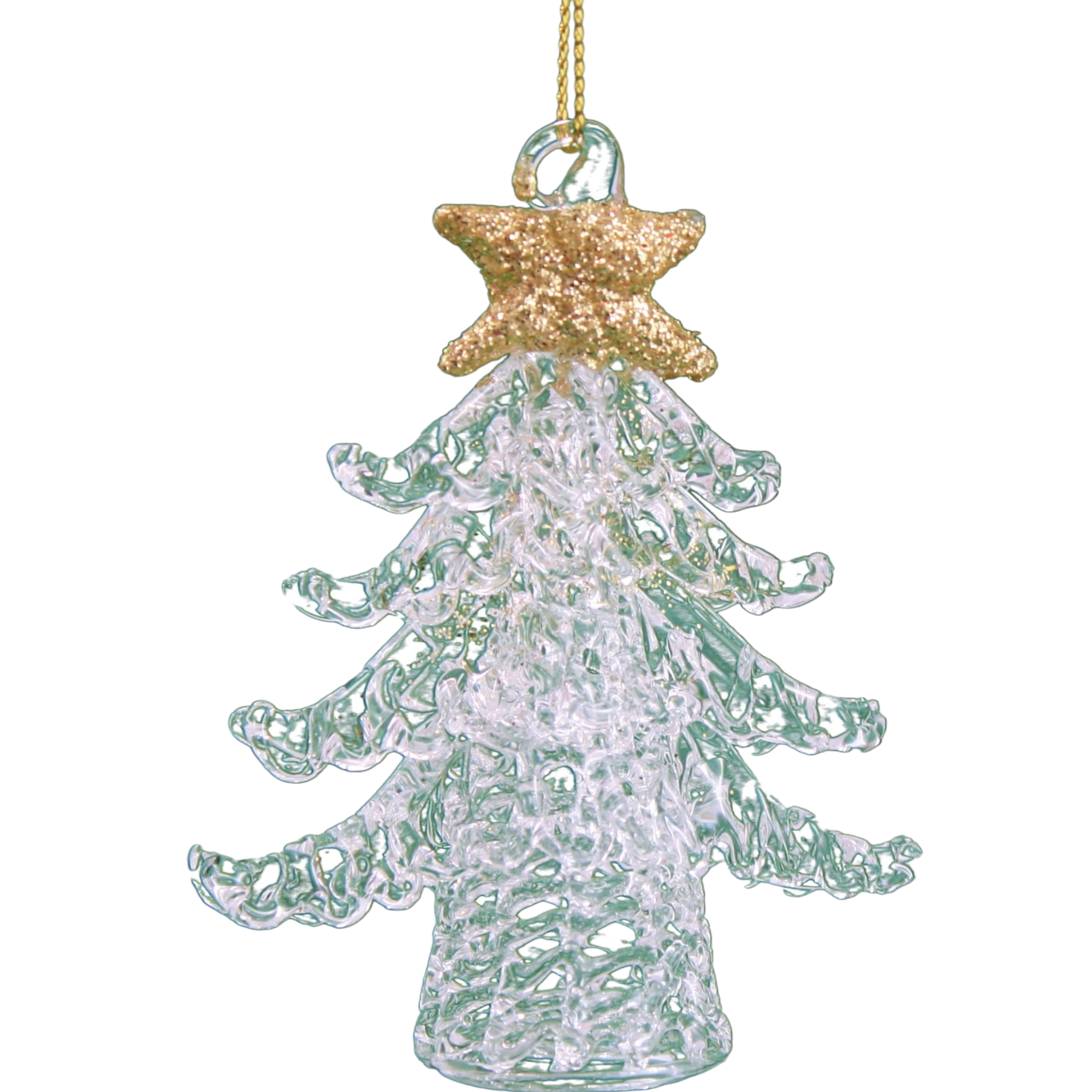 Spunglass Ornament - Gold Christmas Tree
