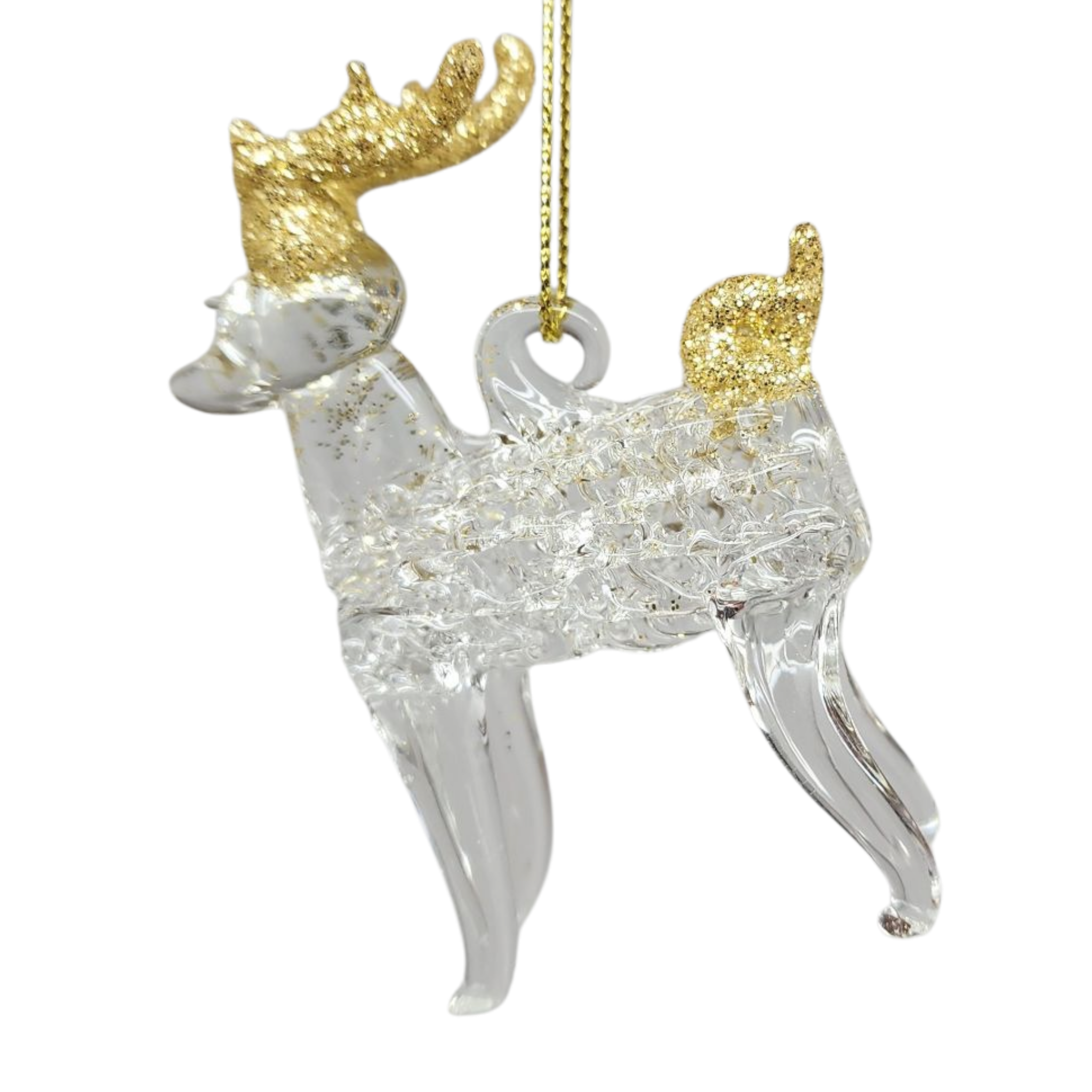 Spunglass Ornament - Gold Reindeer