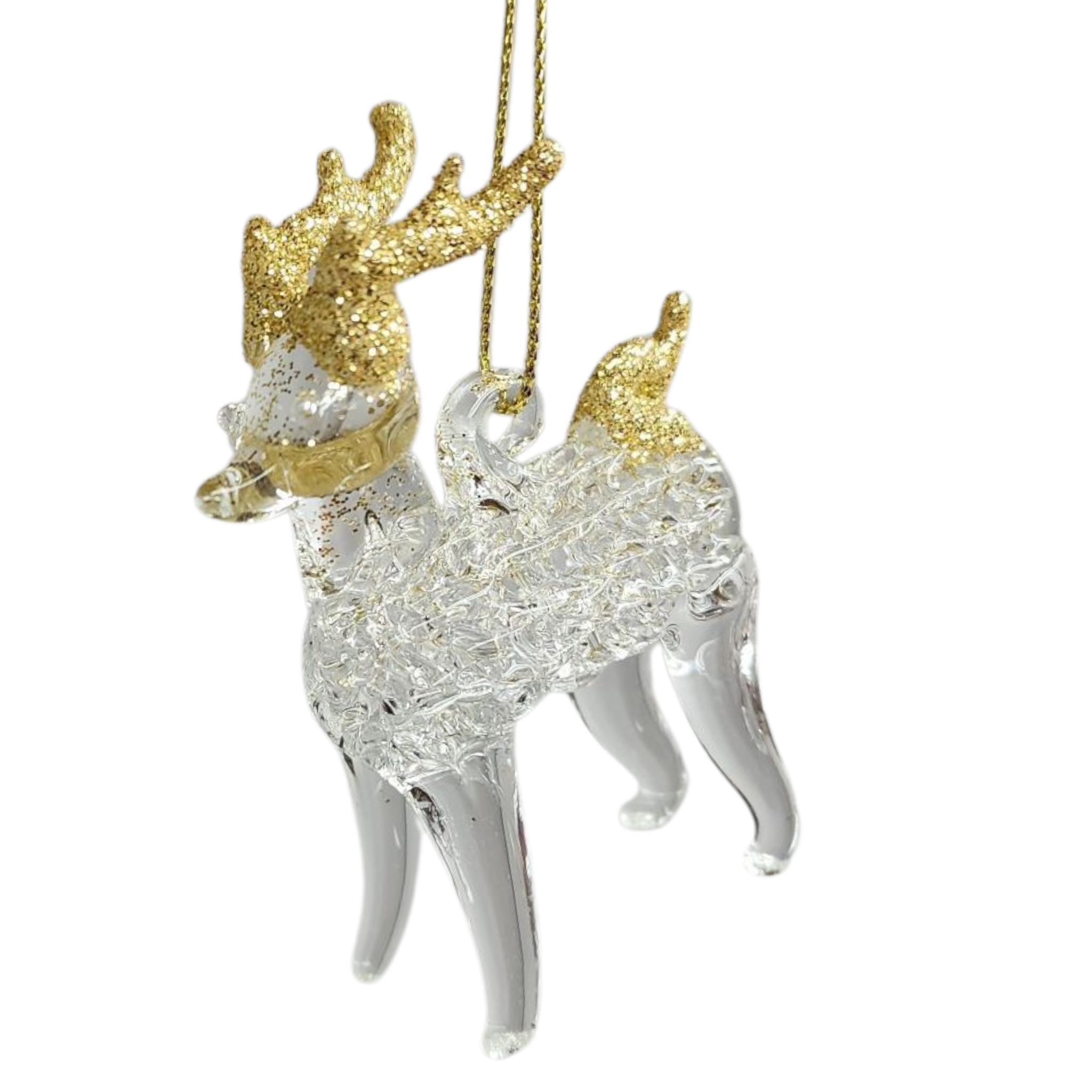 Spunglass Ornament - Gold Reindeer