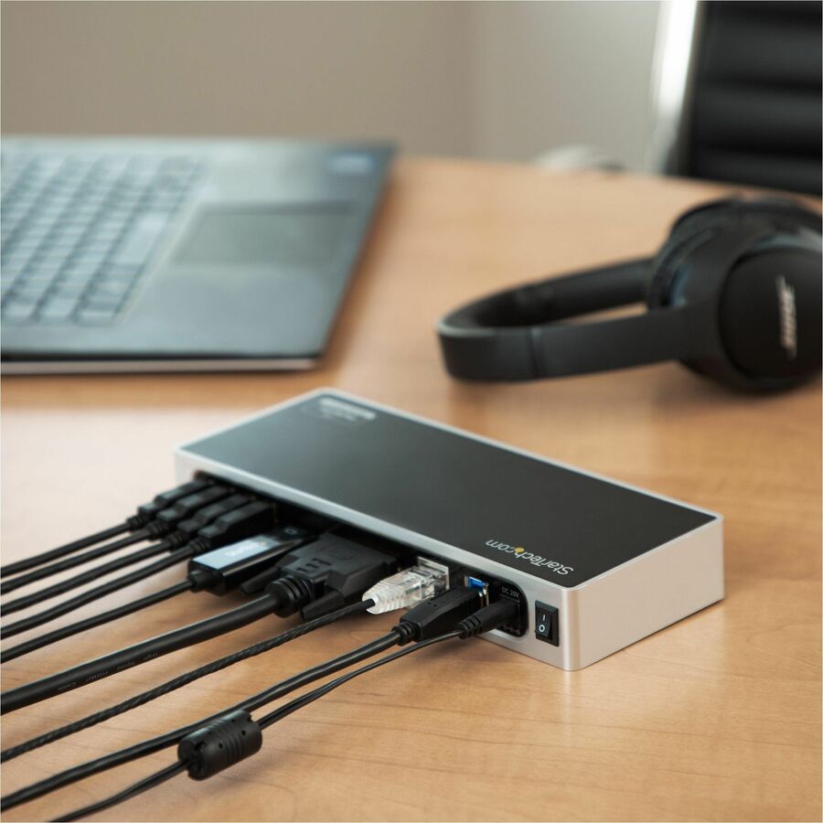 Star Tech.Com Usb 3.0 Docking Station - Dual Monitor Laptop Dock With Hdmi & Dvi/Vga - 6X Usb Type-A Hub, Gbe - Universal Windows & Mac