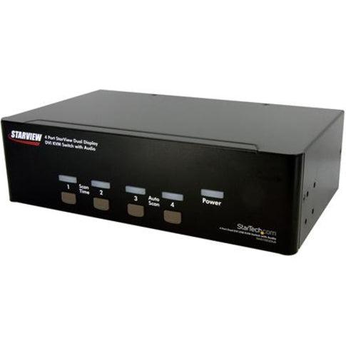 StarTech 4 Port Dual DVI USB KVM Switch - Multi Monitor Desktop Control with Audio & USB Hub TAA SV431DD2DUA