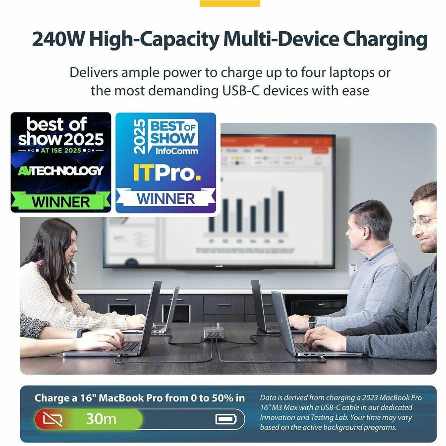 StarTech USB-C Desk Charger 240W PD 3.1 Fast Charge for Professionals