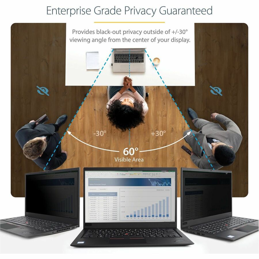 StarTech.com 14in Laptop Privacy Screen For 16:9 Displays, Anti-Glare Privacy Filter with