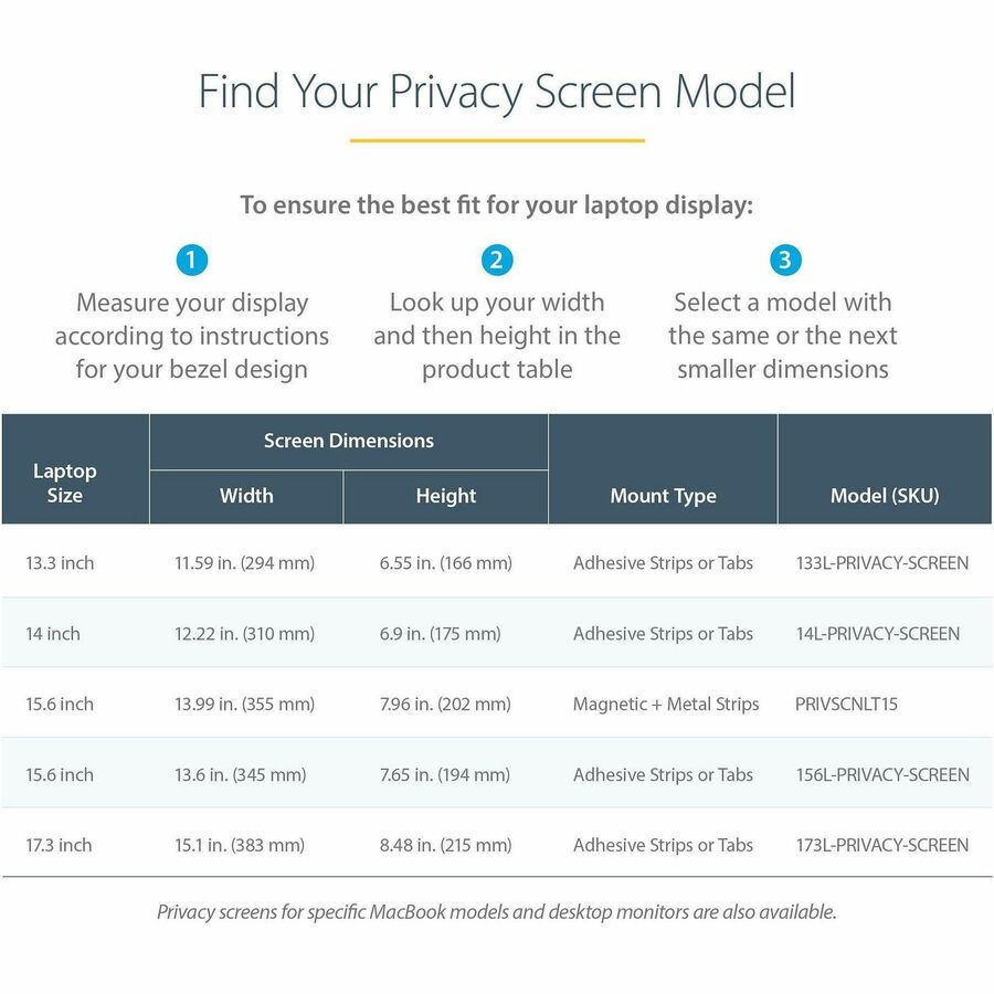 StarTech.com 15.6-inch 16:9 Laptop Privacy Filter, Anti-Glare Privacy Screen w/51% Blue