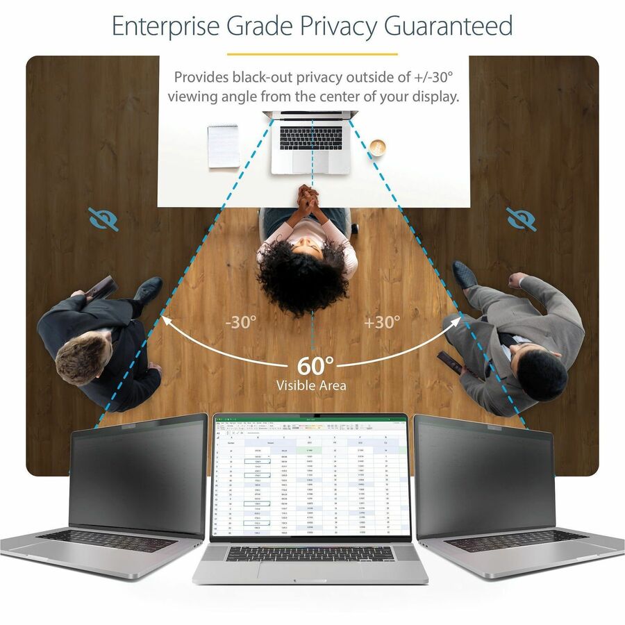 StarTech.com 16-inch MacBook Pro 21/23 Laptop Privacy Screen, Anti-Glare Privacy Filter