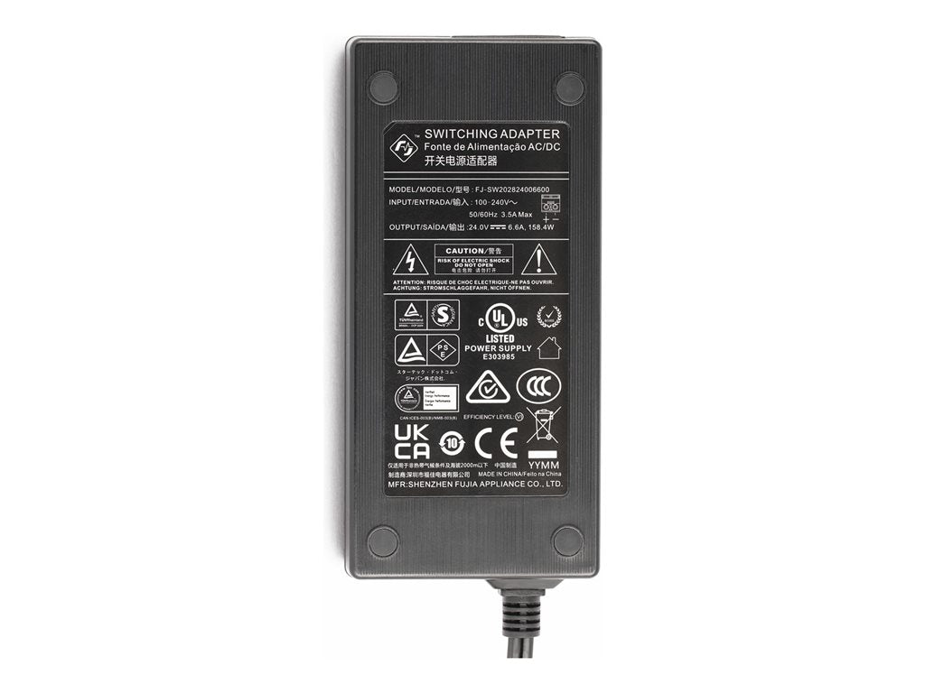 StarTech.com 160W Universal DC Power Adapter (24V/6.6A), 2-Wire Cord and 2/3-Pin Terminal Blocks, 100-240V AC/DC External Power 160W-POWER-ADAPTER