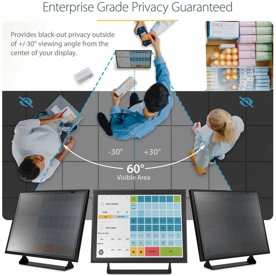StarTech.com 17-inch 5:4 Computer Monitor Privacy Filter, Anti-Glare Privacy Screen w/51%