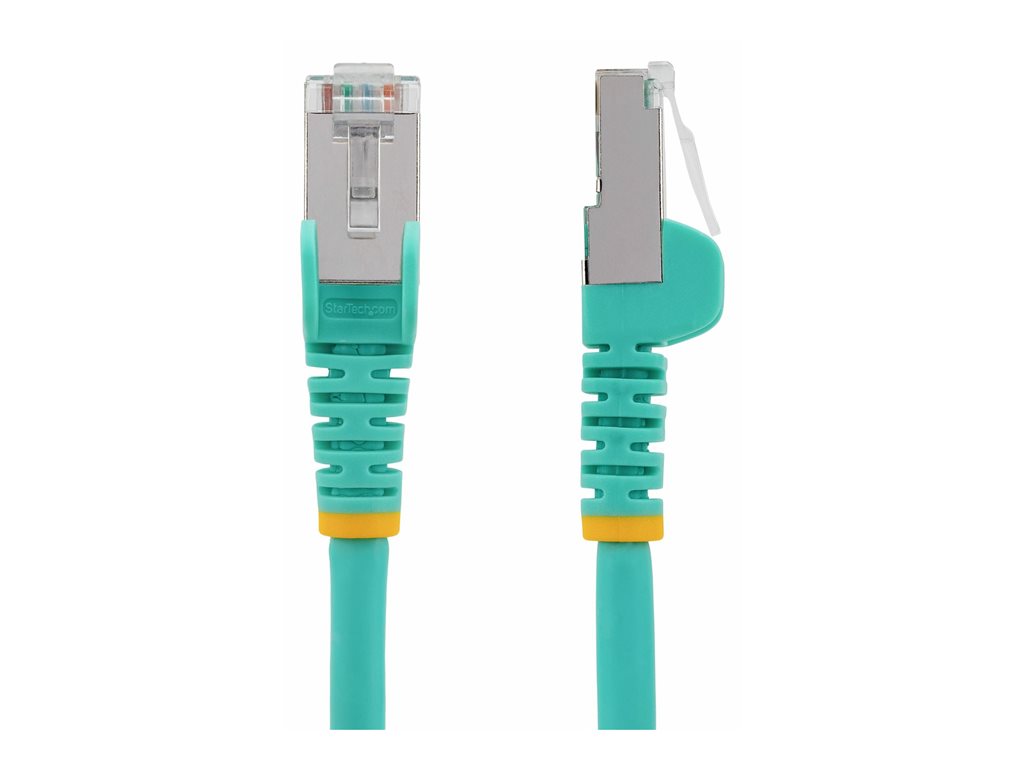 StarTech.com 1ft CAT6a Ethernet Cable LSZH - 10GbE S/FTP 100W PoE Aqua - Patch cable - RJ-45 (M) to RJ-45 (M) - 1 ft - 0.2 in NLAQ-1F-CAT6A-PATCH