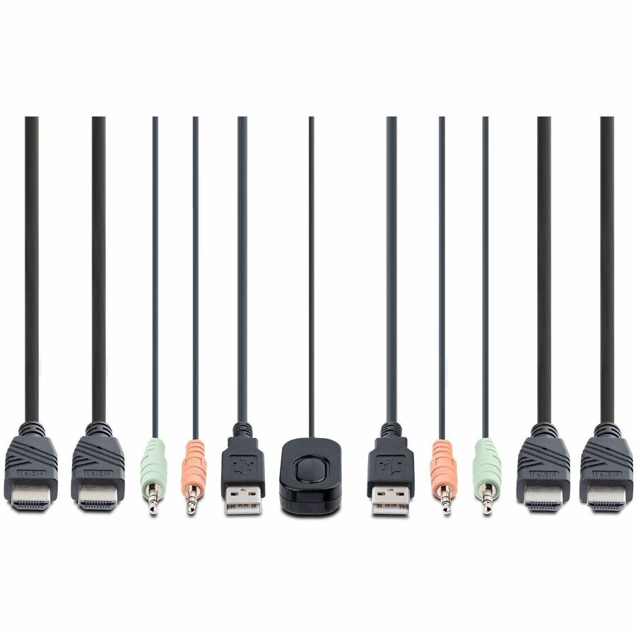 StarTech.com 2-Port Dual-Monitor HDMI Cable KVM Switch, 4K 60Hz, Compact KVM with