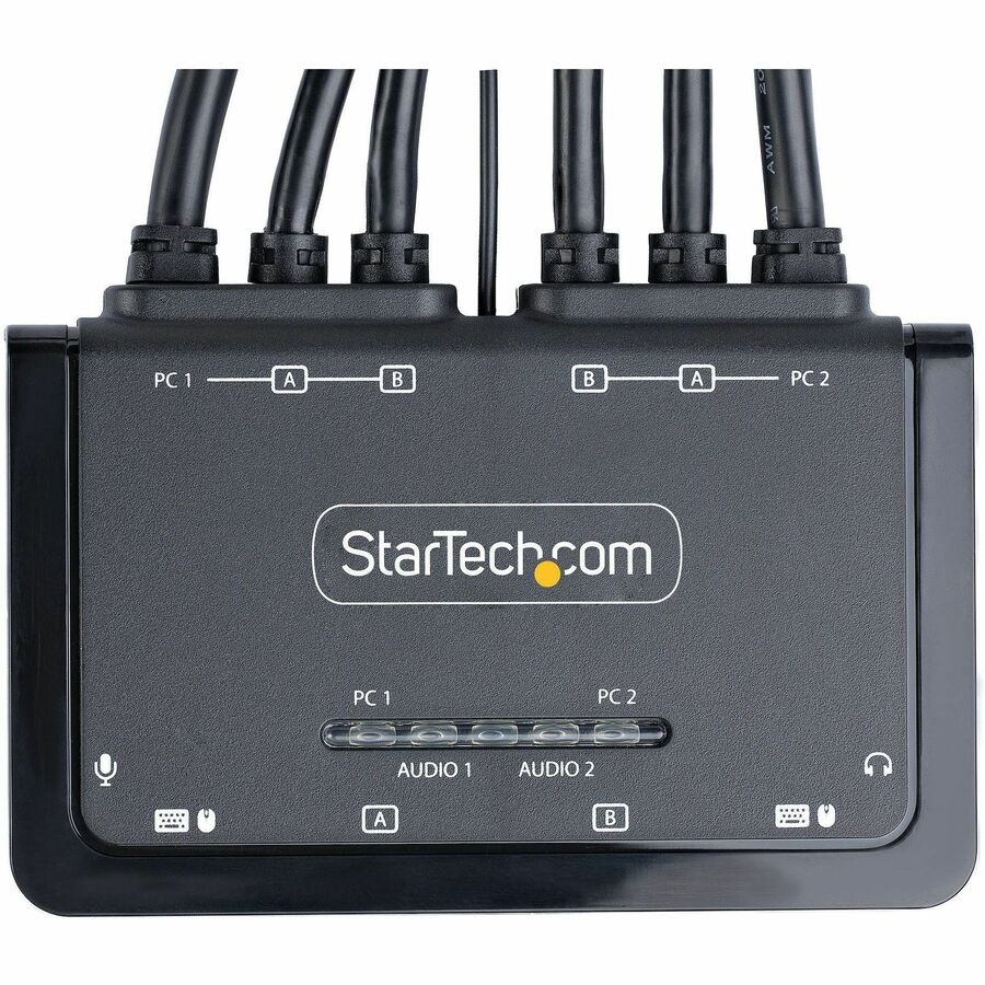 StarTech.com 2-Port Dual-Monitor HDMI Cable KVM Switch, 4K 60Hz, Compact KVM with