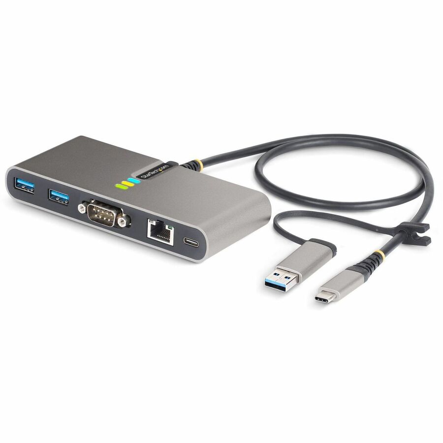 StarTech.com 2-Port USB-C Hub with Gb Ethernet and RS232 FTDI Serial, Attached USB-C to 5G2A1SGBB-USB-C-HUB
