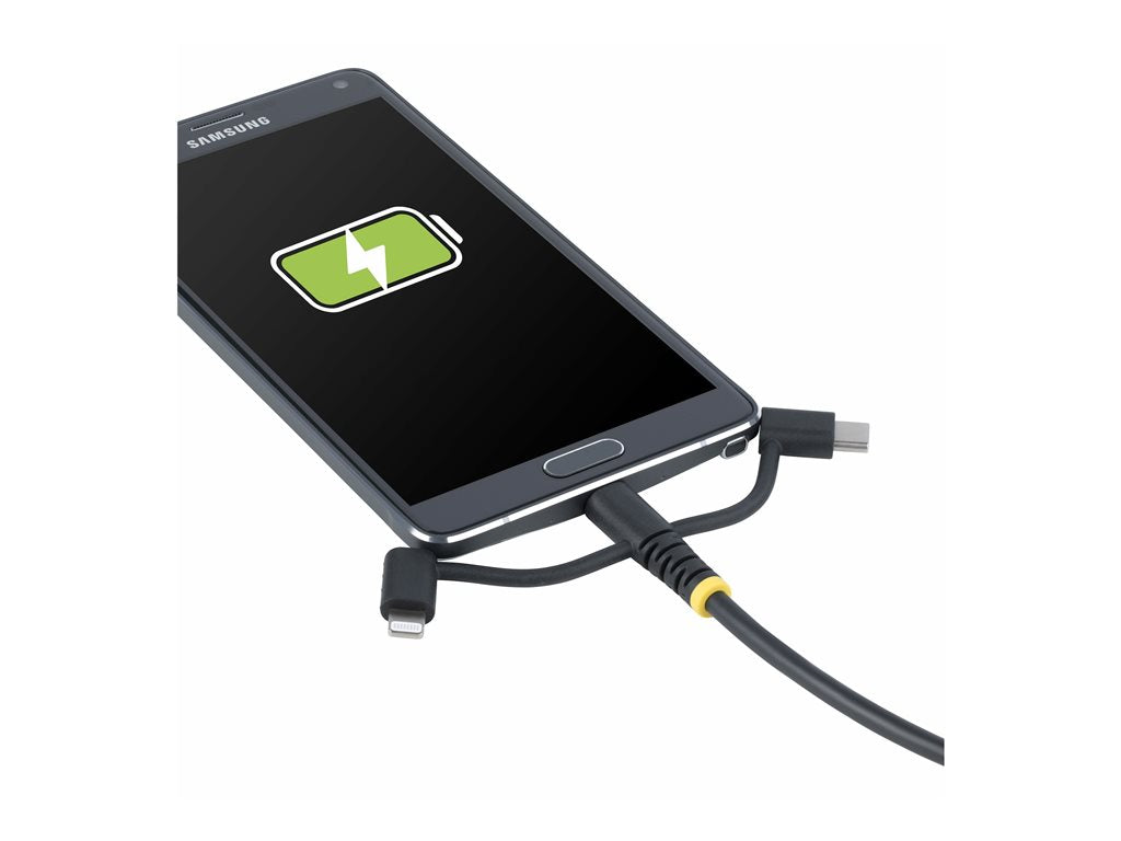 StarTech.com 3.3ft USB Multi Charging Cable, Lightning/Micro-USB/Type-C - USB cable kit - 3 A - 3.3 ft - rugged, passive - black RLTCUB1MBK