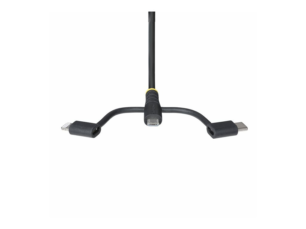 StarTech.com 3.3ft USB Multi Charging Cable, Lightning/Micro-USB/Type-C - USB cable kit - 3 A - 3.3 ft - rugged, passive - black RLTCUB1MBK