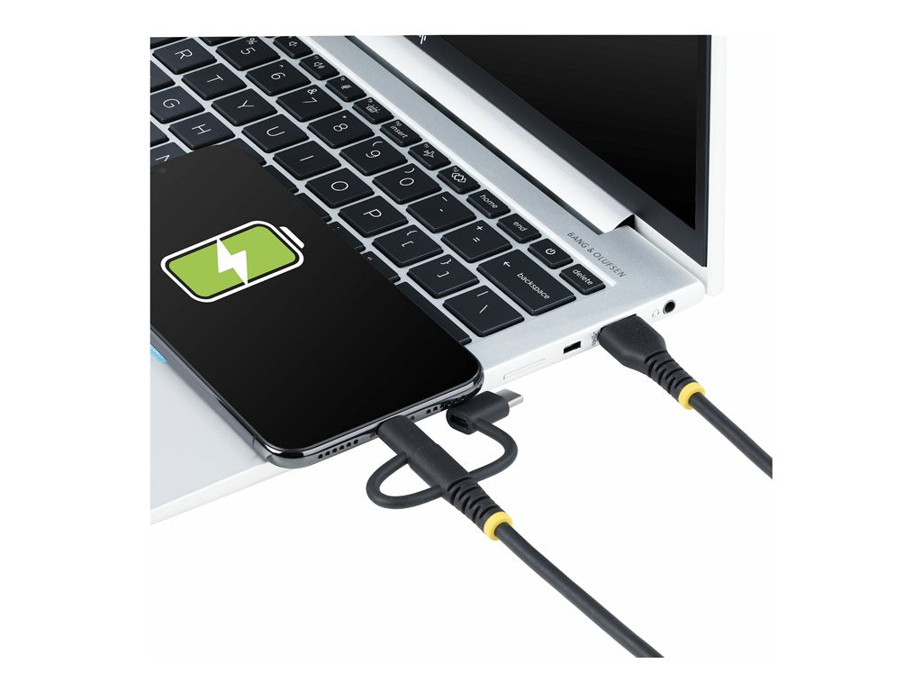 StarTech.com 3.3ft USB Multi Charging Cable, Lightning/Micro-USB/Type-C - USB cable kit - 3 A - 3.3 ft - rugged, passive - black RLTCUB1MBK