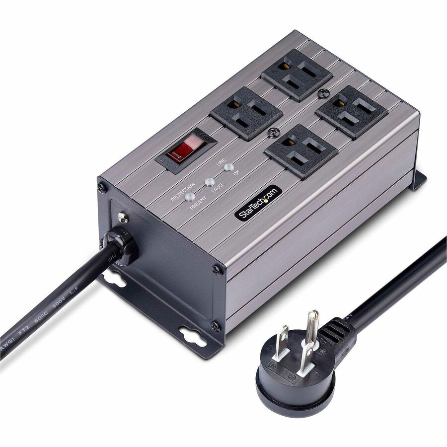 StarTech.com 4-Outlet Industrial Power Strip 125V/15A, EMI/RFI Isolation, Surge 4N515S8-POWER-STRIP