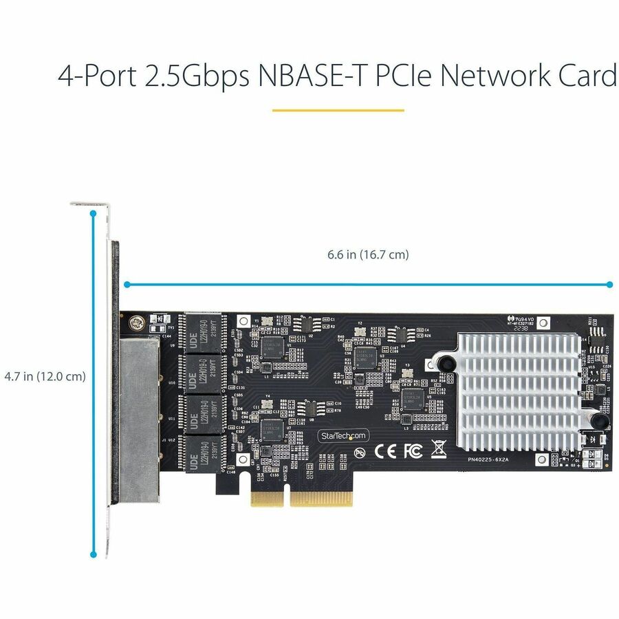 StarTech.com 4-Port 2.5G NBASE-T PCIe Network Card, Computer Network Card Interface,