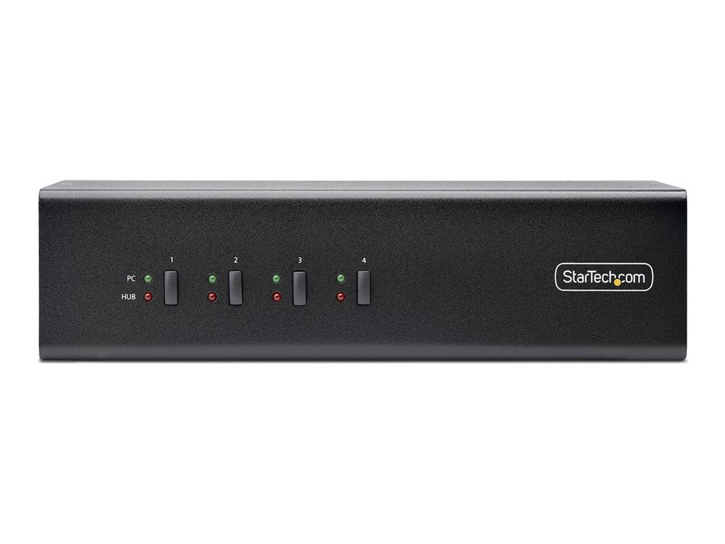 StarTech.com 4-Port Dual-Monitor DisplayPort KVM Switch, 4K 60Hz, 2x USB 5Gbps Hub Ports, 2x USB 2.0 HID Ports, Hotkey and Push-Button P4DD46A2-KVM-SWITCH