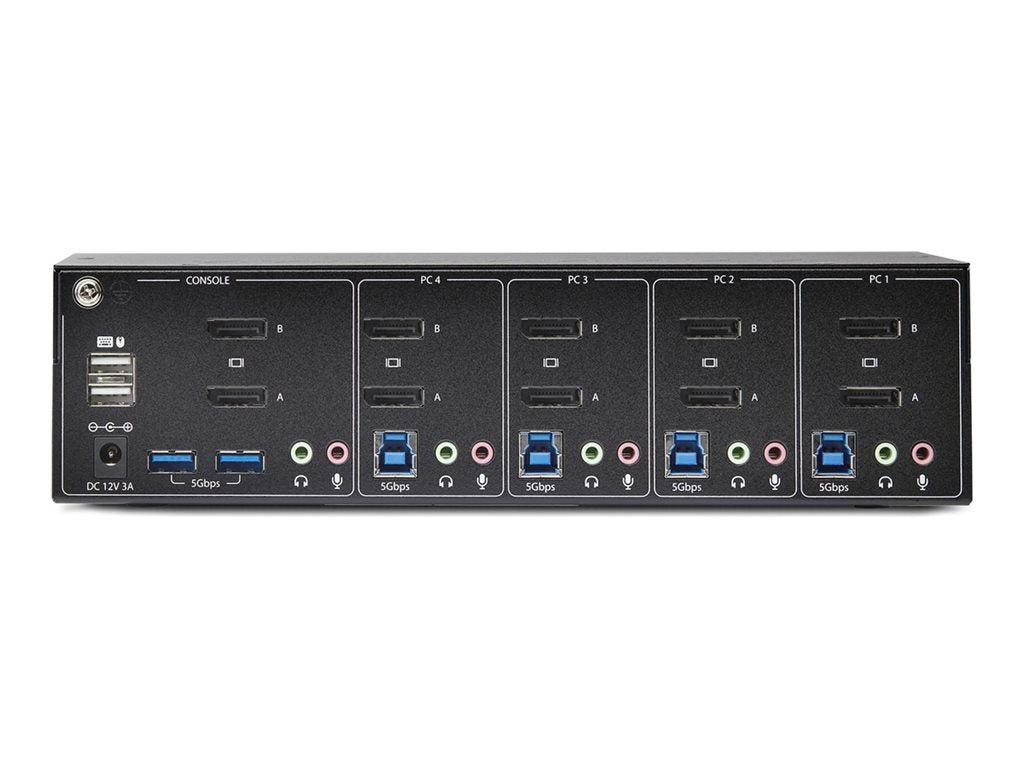 StarTech.com 4-Port Dual-Monitor DisplayPort KVM Switch, 4K 60Hz, 2x USB 5Gbps Hub Ports, 2x USB 2.0 HID Ports, Hotkey and Push-Button P4DD46A2-KVM-SWITCH