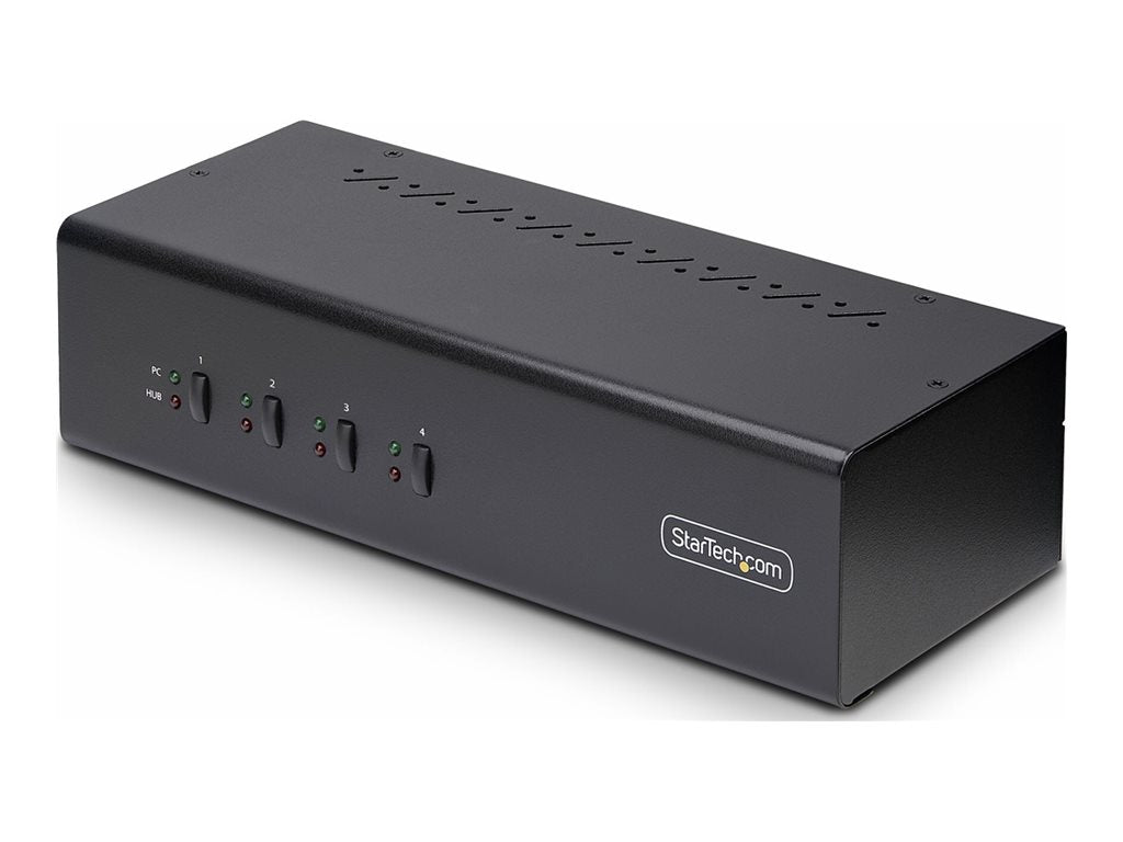 StarTech.com 4-Port Dual-Monitor DisplayPort KVM Switch, 4K 60Hz, 2x USB 5Gbps Hub Ports, 2x USB 2.0 HID Ports, Hotkey and Push-Button P4DD46A2-KVM-SWITCH