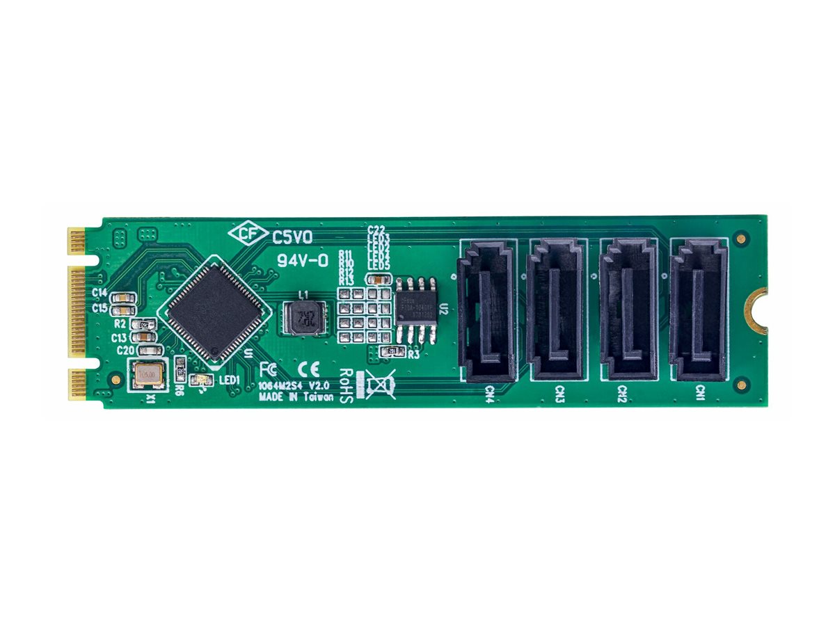 StarTech.com 4-Port M.2 to SATA Adapter Card, M.2 PCIe 3.0 to SATA HDD/SSD Expansion Card, ASM1064 Chipset, M.2 NVMe to 4x HDD/SSD 4P-SATA-M2-ADAPTER