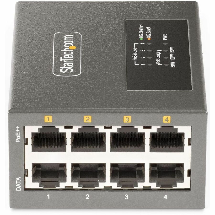 StarTech.com 4-Port Multi-Gigabit PoE++ Injector 5/2.5G Ethernet (NBASE-T) PoE/PoE+/PoE++