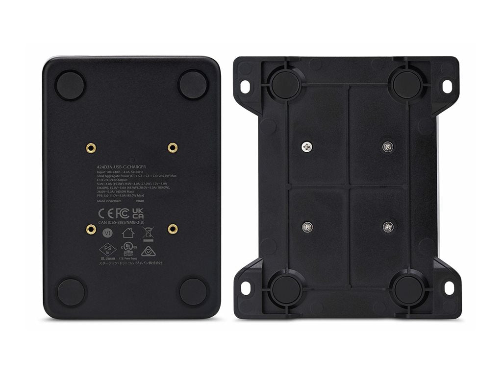 StarTech.com 4-Port USB-C Charger, 240W Total, Single Port 140W EPR - Power adapter - with surface mount bracket - 240 Watt - 424DNA-USB-C-CHARGER