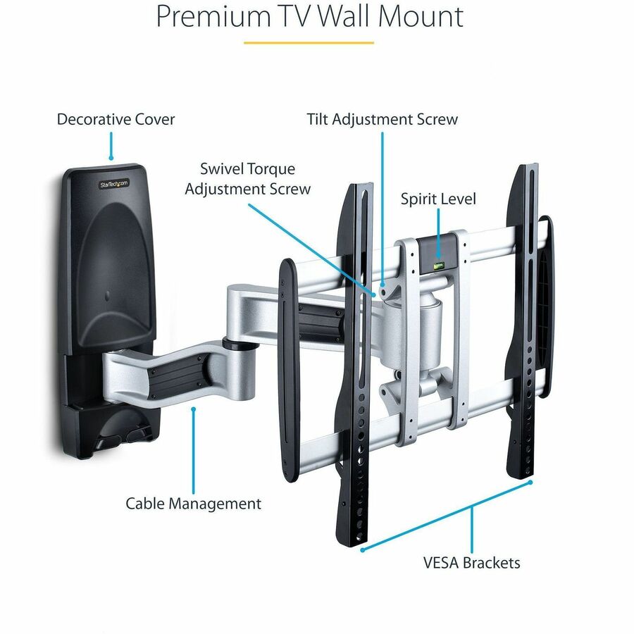StarTech.com Articulating TV Wall Mount, VESA Wall Mount TV Bracket for 65