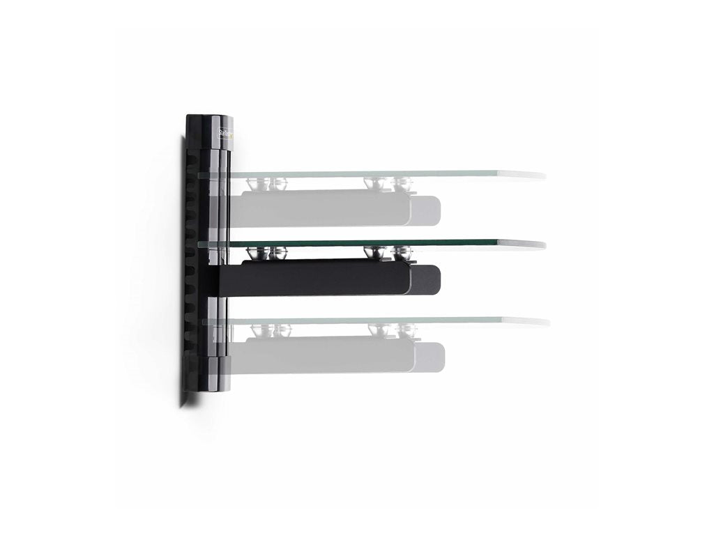 StarTech.com Floating Wall-Mounted AV Shelf, Adjustable Height Shelf For Under TV, Organize A/V Equipment On Black Tempered Glass 1B-WALL-MOUNT-SHELF