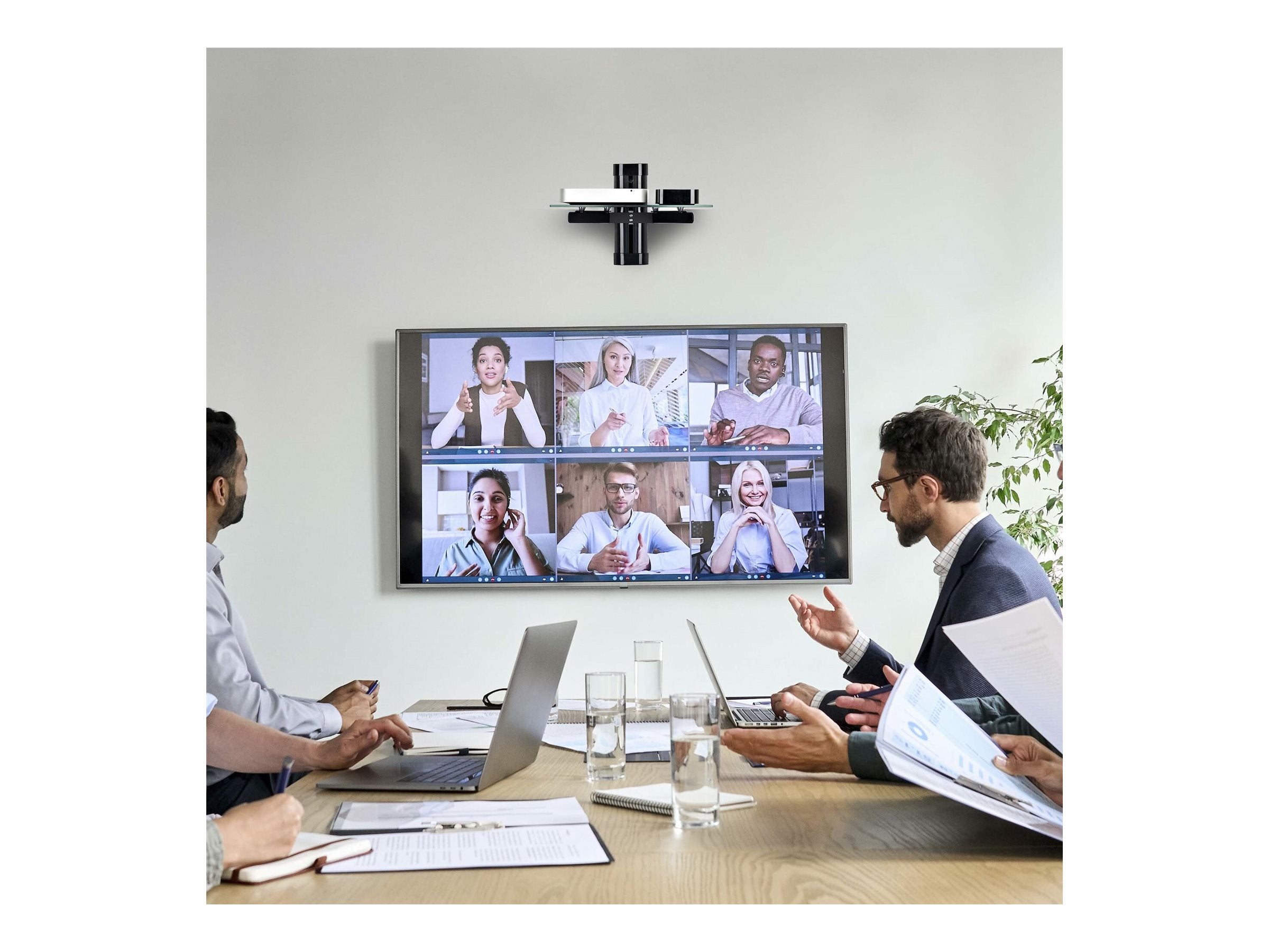 StarTech.com Floating Wall-Mounted AV Shelf, Adjustable Height Shelf For Under TV, Organize A/V Equipment On Black Tempered Glass 1B-WALL-MOUNT-SHELF