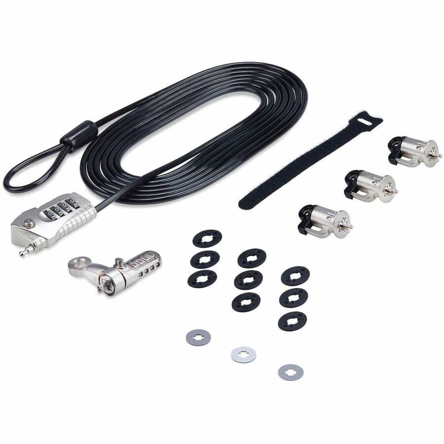 StarTech.com Laptop/Desktop & Peripheral Lock Kit, 9.8ft (3m) Steel Cable, Theft-Deterring 3M4-DESK-LOCKING-KIT