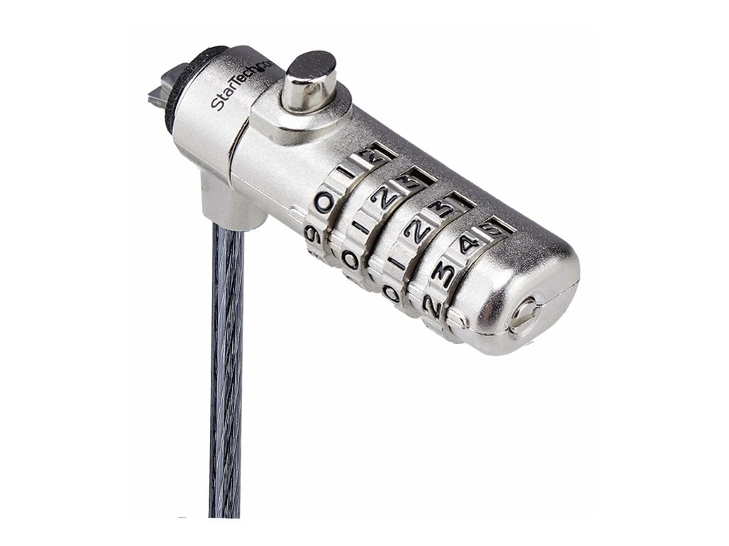 StarTech.com Slim Lock K-Slot Compatible, 6.6ft Combination Locking Cable - Security cable lock - black & silver - 6.6 ft SSTDC4D-LAPTOP-LOCK