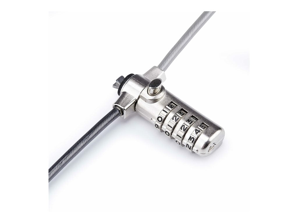 StarTech.com Slim Lock K-Slot Compatible, 6.6ft Combination Locking Cable - Security cable lock - black & silver - 6.6 ft SSTDC4D-LAPTOP-LOCK