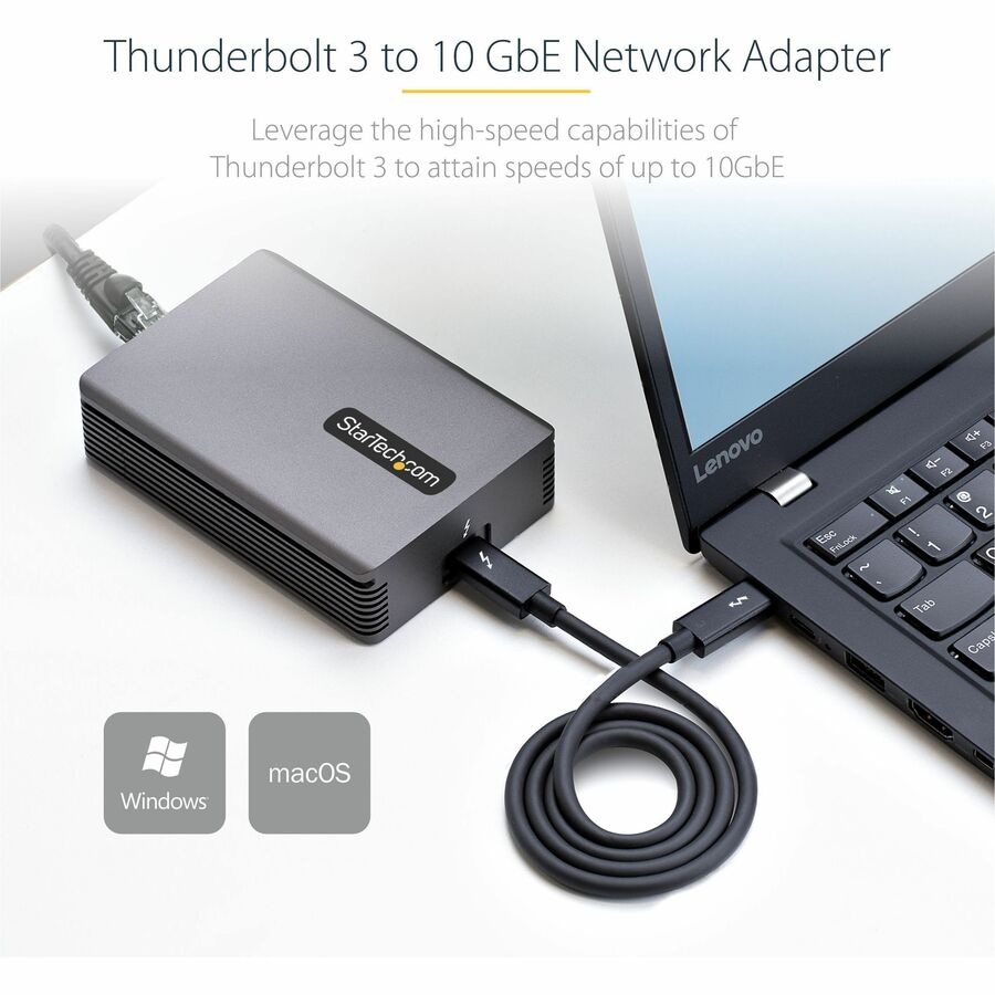 StarTech.com Thunderbolt 3 to Ethernet Adapter, 10GbE, Multi-Gigabit Thunderbolt 3 to