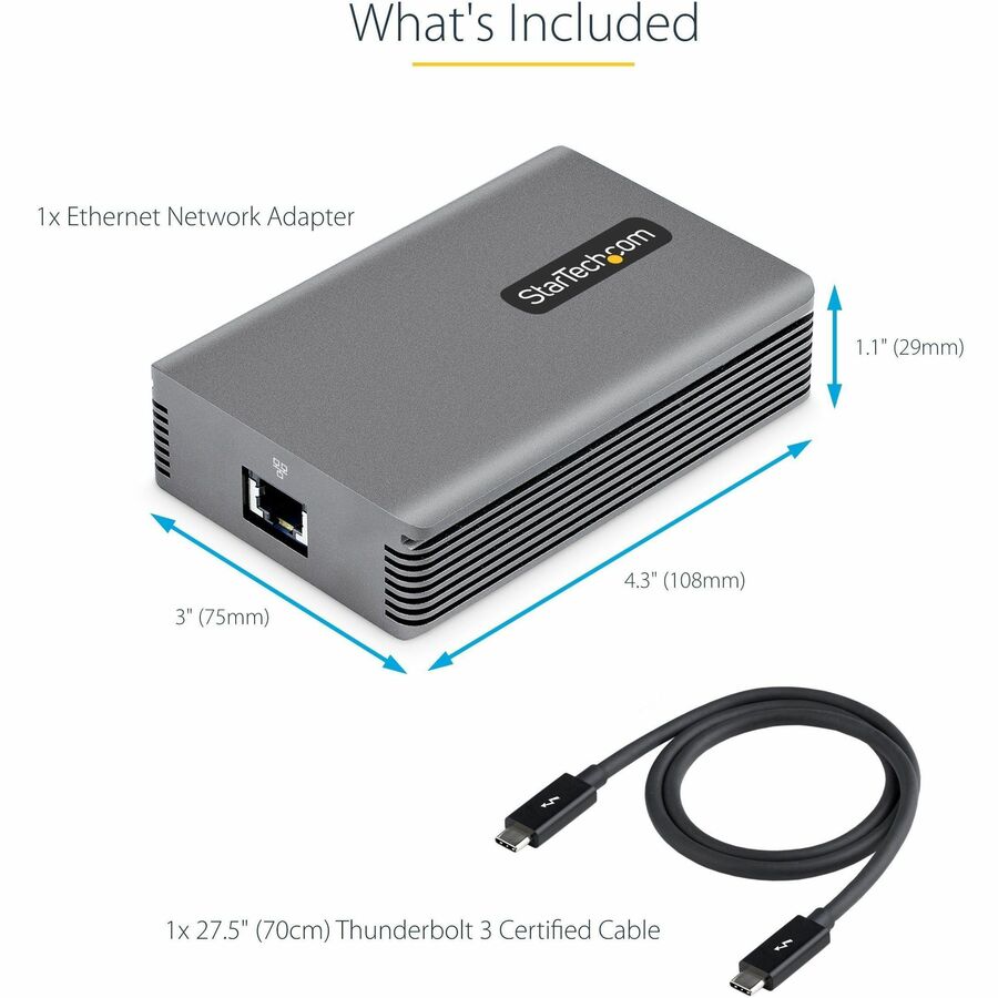 StarTech.com Thunderbolt 3 to Ethernet Adapter, 10GbE, Multi-Gigabit Thunderbolt 3 to