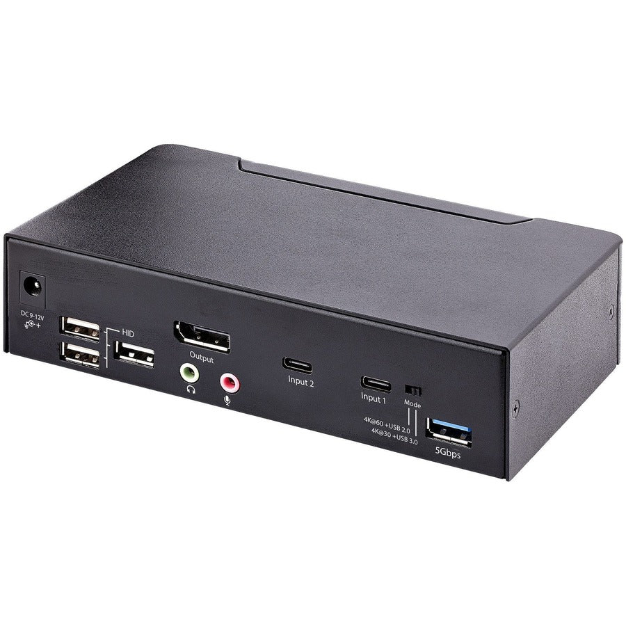 StarTech.com USB C KVM Switch, 2 Port DisplayPort KVM w/ 4K 60Hz UHD HDR Video, 3.5mm Audio, USB Type C KVM Switch, 4x USB HID and 2x USB A 3.2 Gen 1 5Gbps Hub, Thunderbolt 3/4 Compatible - Hot Key Switching