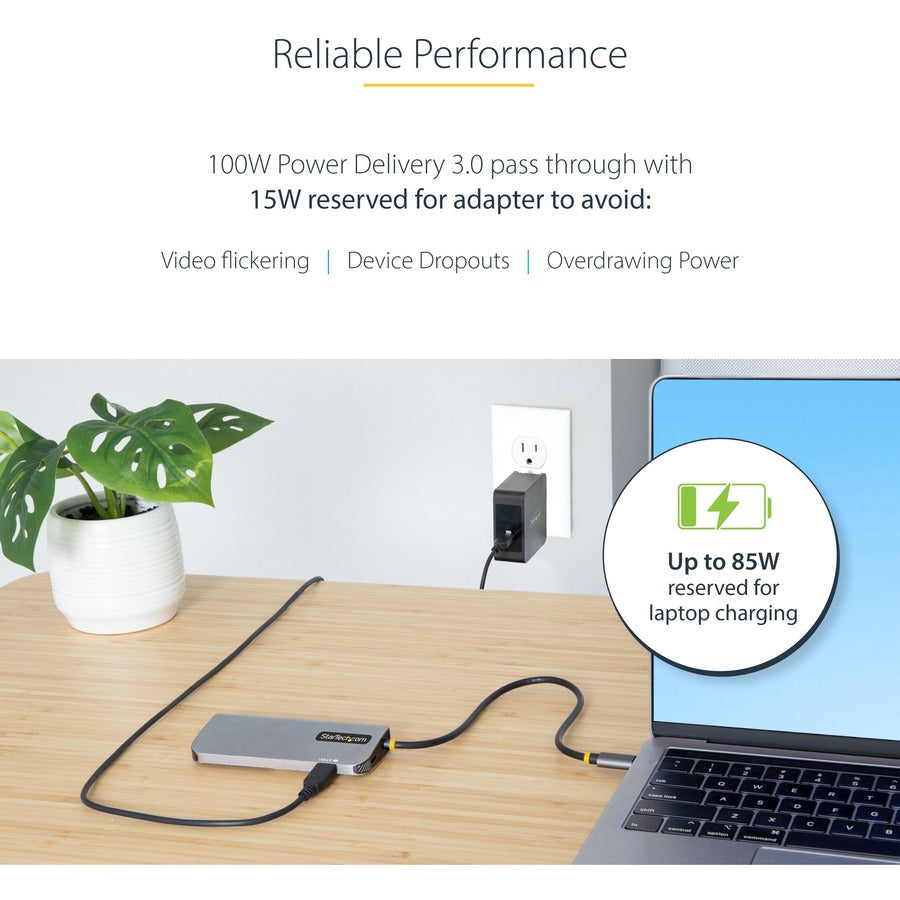 StarTech.com USB C Multiport Adapter, 4K 60Hz HDMI HDR10 Video, 3 Port 5Gbps USB 3.2 Hub, 100W PD PassThrough, GbE, Mini Travel Dock 127B-USBC-MULTIPORT