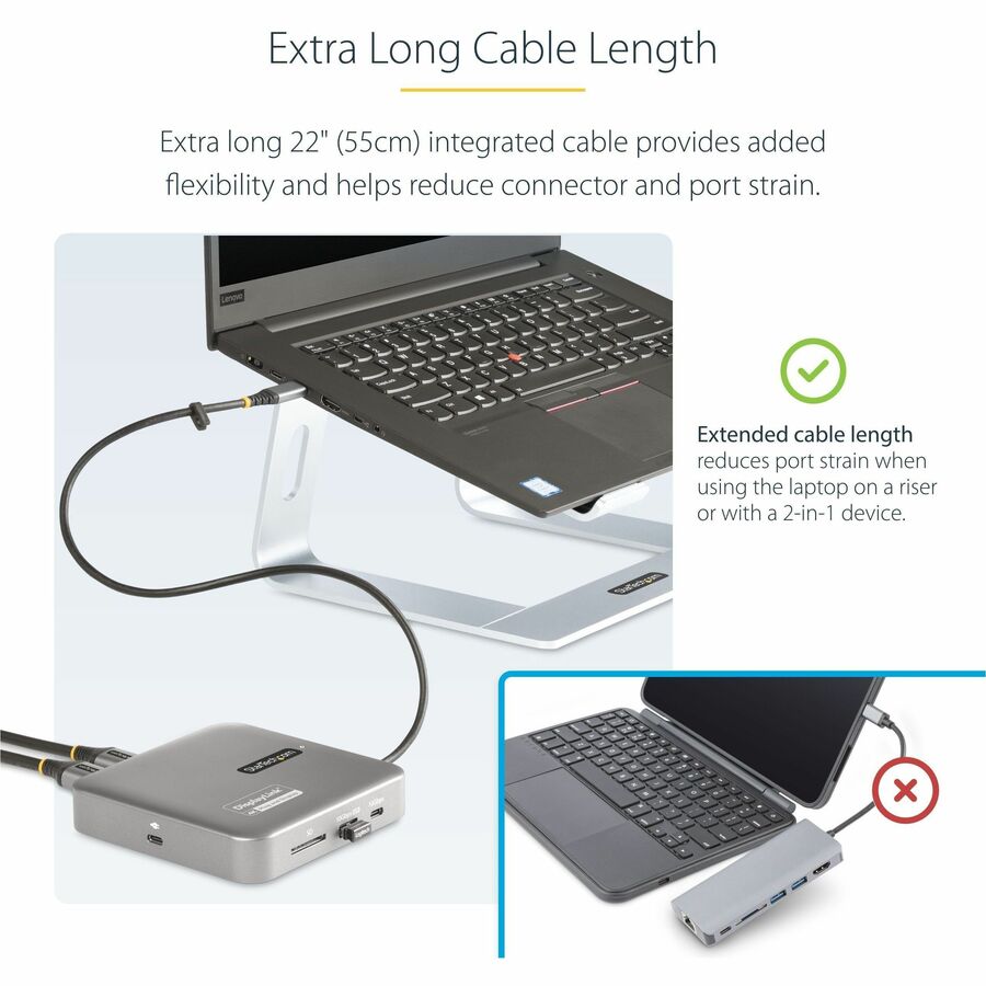 StarTech.com USB C Multiport Adapter, Dual 4K 60Hz HDMI 2.0b, 2x 10Gbps USB Hub, 100W PD Pass-Through, GbE, SD, Mini Dock, Win/Mac 102B-USBC-MULTIPORT