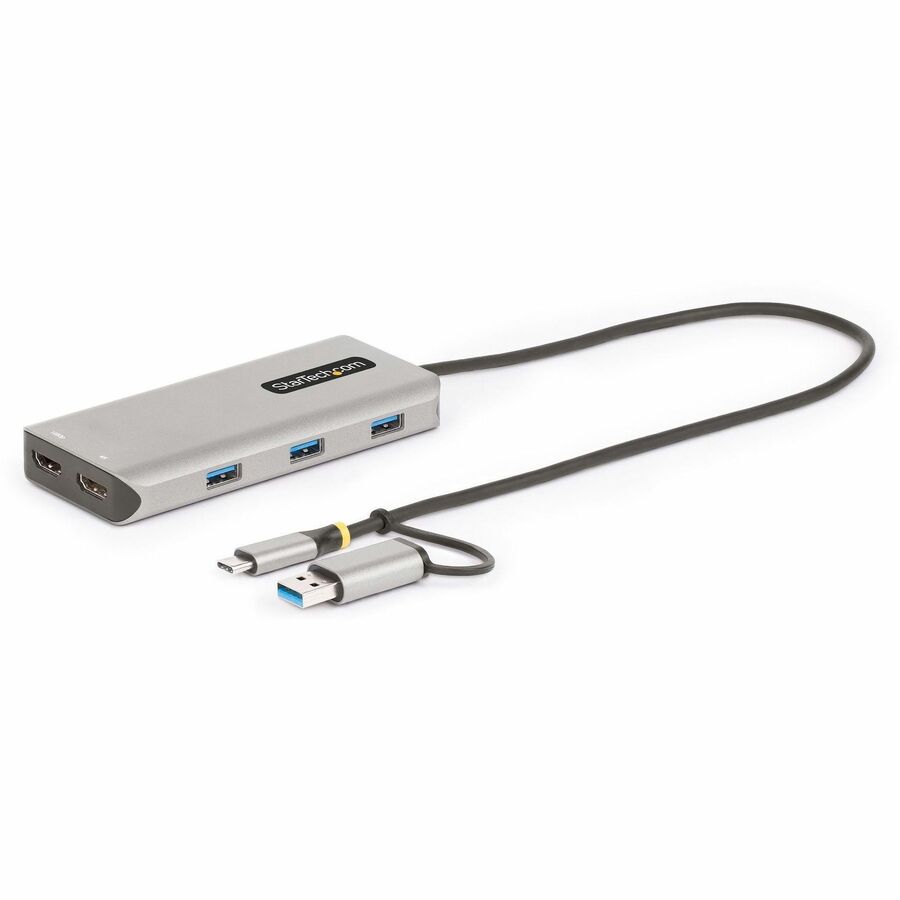 StarTech.com USB-C Multiport Adapter w/Attached USB-C to USB-A Dongle, Dual HDMI 4K/1080, 167B-USBC-MULTIPORT